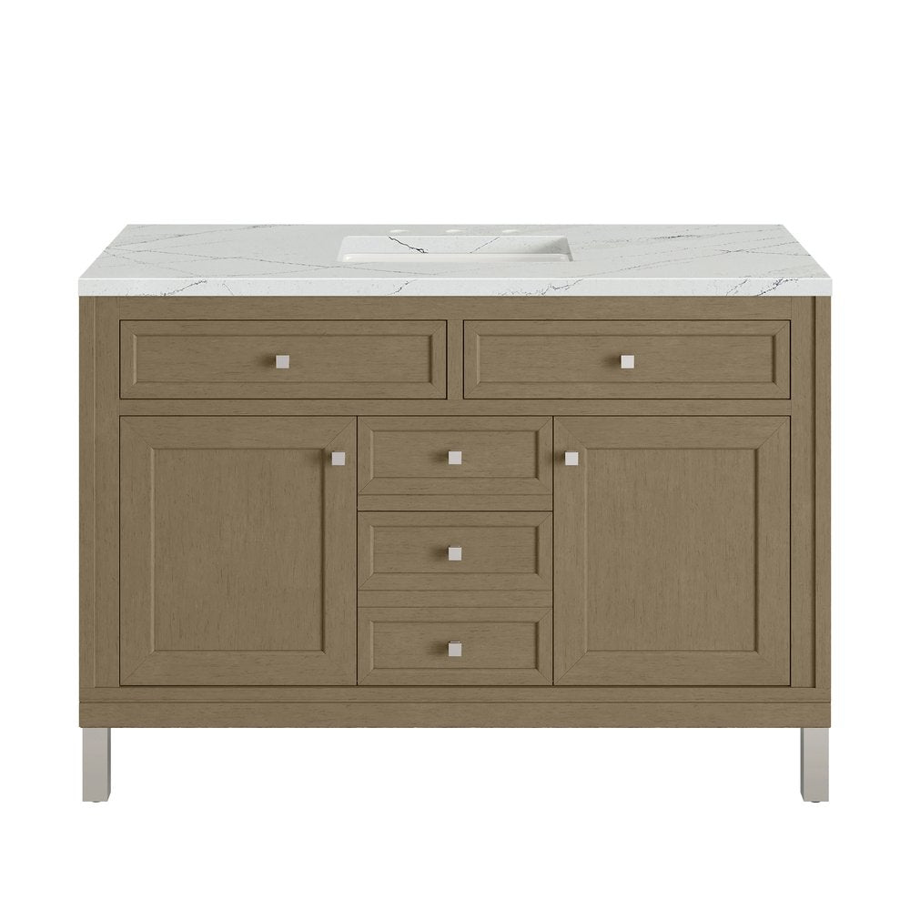 James Martin - Chicago 48" Single Vanity, Walnut Whisper, w/ 3 CM Ethereal Noctis Silestone® Top - 503-V48-WLW-3ENC view 2