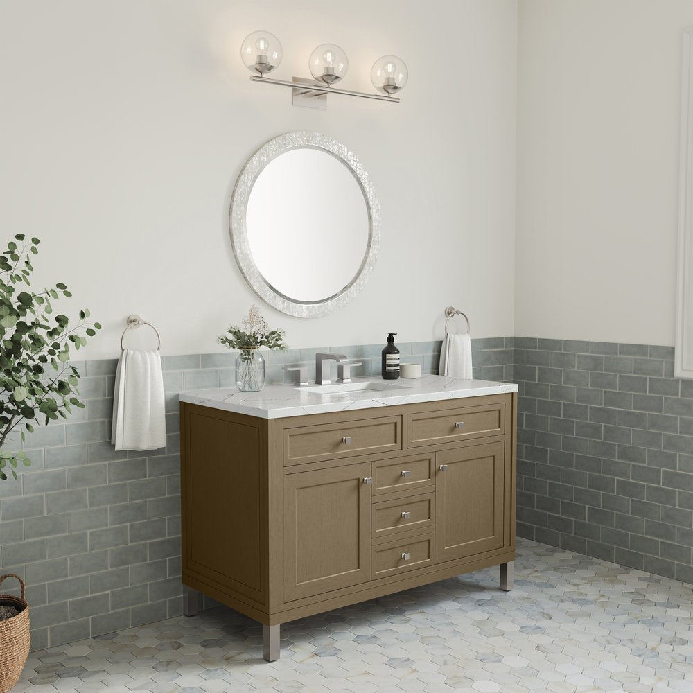James Martin - Chicago 48" Single Vanity, Walnut Whisper, w/ 3 CM Ethereal Noctis Silestone® Top - 503-V48-WLW-3ENC view 9