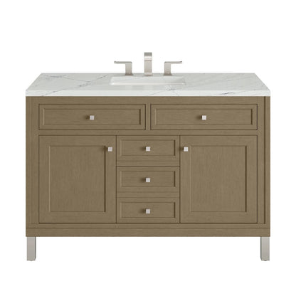 James Martin - Chicago 48" Single Vanity, Walnut Whisper, w/ 3 CM Ethereal Noctis Silestone® Top w/FreePower Wireless Charger - 503-V48-WLW-FENC view 1