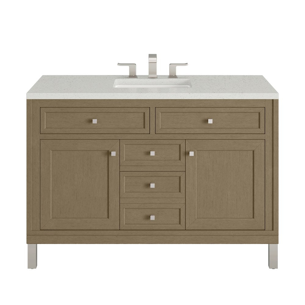 James Martin - Chicago 48" Single Vanity, Walnut Whisper, w/ 3 CM Lime Delight Silestone® Top - 503-V48-WLW-3LDL view 1