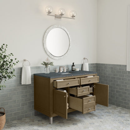 James Martin - Chicago 48" Single Vanity, Walnut Whisper, w/ 3 CM Parisien Bleu Silestone® Top - 503-V48-WLW-3PBL view 6