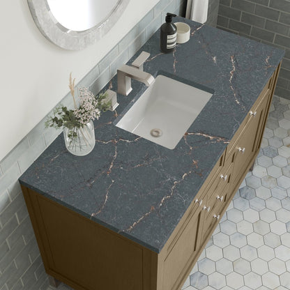 James Martin - Chicago 48" Single Vanity, Walnut Whisper, w/ 3 CM Parisien Bleu Silestone® Top - 503-V48-WLW-3PBL view 8
