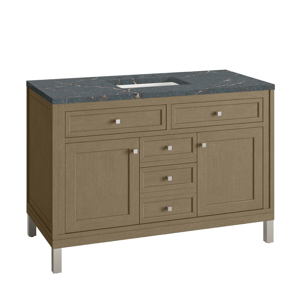 James Martin - Chicago 48" Single Vanity, Walnut Whisper, w/ 3 CM Parisien Bleu Silestone® Top - 503-V48-WLW-3PBL view 13