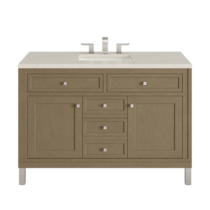 James Martin - Chicago 48" Single Vanity, Walnut Whisper, w/ 3 CM Siberian Silestone Top - 503-V48-WLW-3SFR view 1