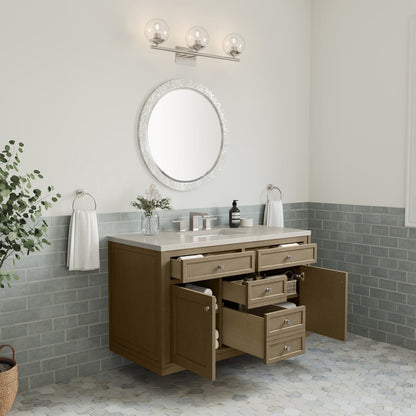 James Martin - Chicago 48" Single Vanity, Walnut Whisper, w/ 3 CM Siberian Silestone Top - 503-V48-WLW-3SFR view 10