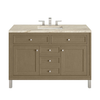 James Martin - Chicago 48" Single Vanity, Walnut Whisper, w/ 3 CM Tajnar Eclos Top w/FreePower Wireless Charger - 503-V48-WLW-FTJR view 1