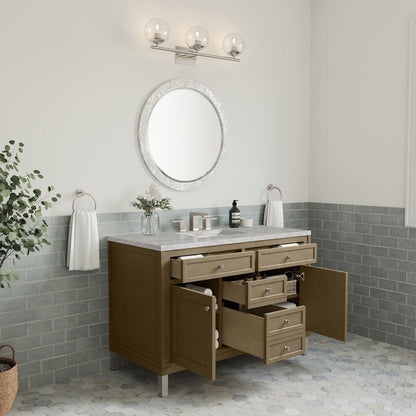 James Martin - Chicago 48" Single Vanity, Walnut Whisper, w/ 3 CM Victorian Silver Silestone® Top - 503-V48-WLW-3VSL view 6