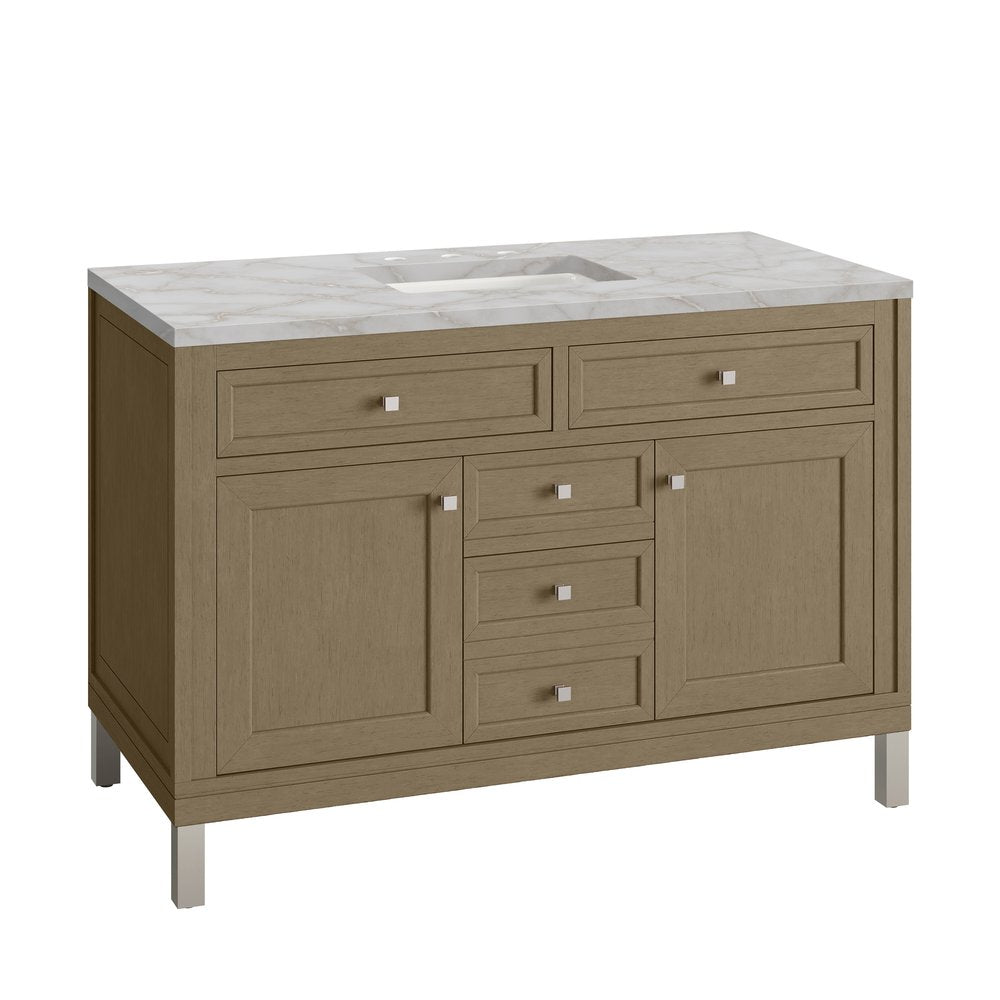 James Martin - Chicago 48" Single Vanity, Walnut Whisper, w/ 3 CM Victorian Silver Silestone® Top - 503-V48-WLW-3VSL view 13
