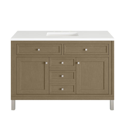 James Martin - Chicago 48" Single Vanity, Walnut Whisper, w/ 3 CM White Zeus Silestone® Top - 503-V48-WLW-3WZ view 2