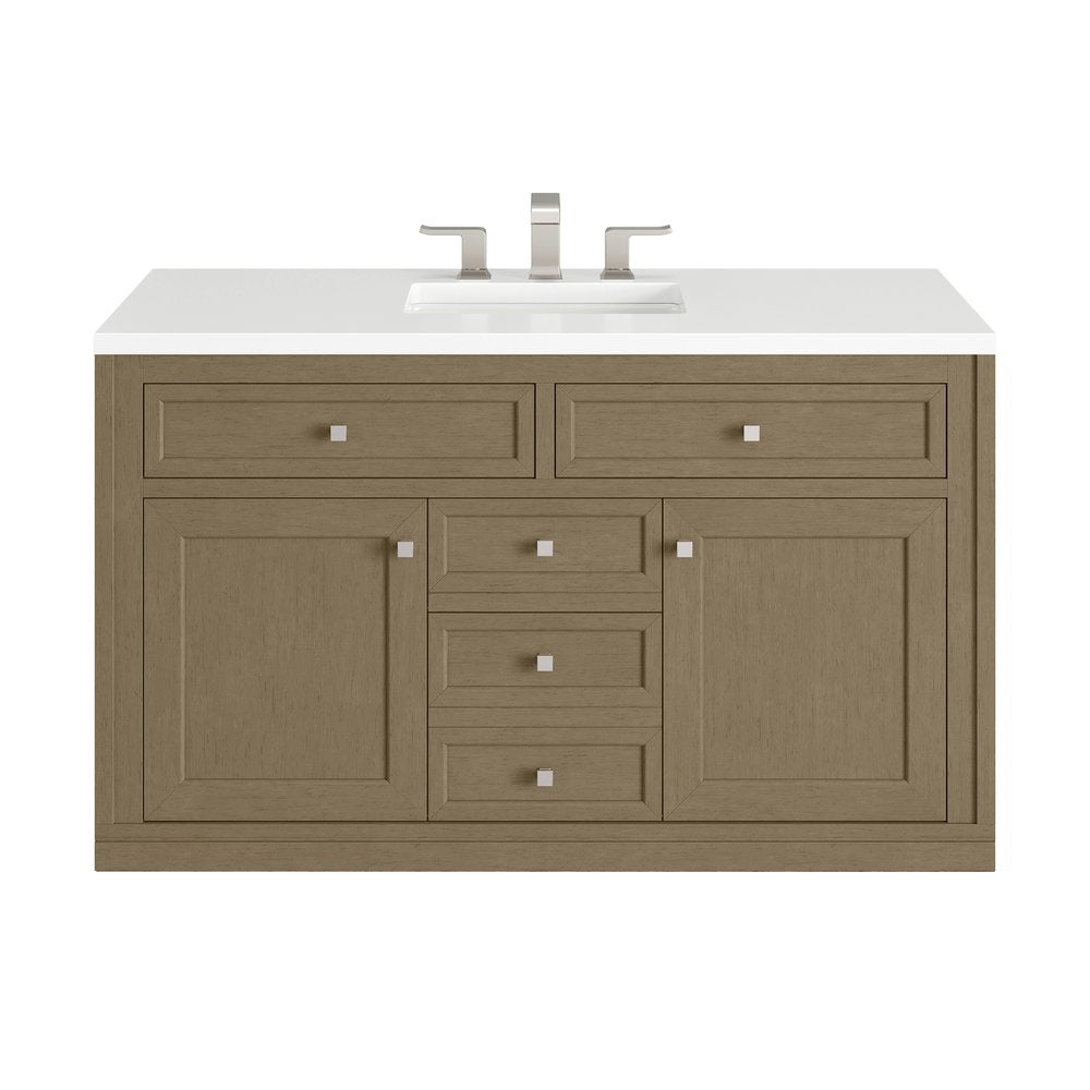 James Martin - Chicago 48" Single Vanity, Walnut Whisper, w/ 3 CM White Zeus Silestone® Top - 503-V48-WLW-3WZ view 3