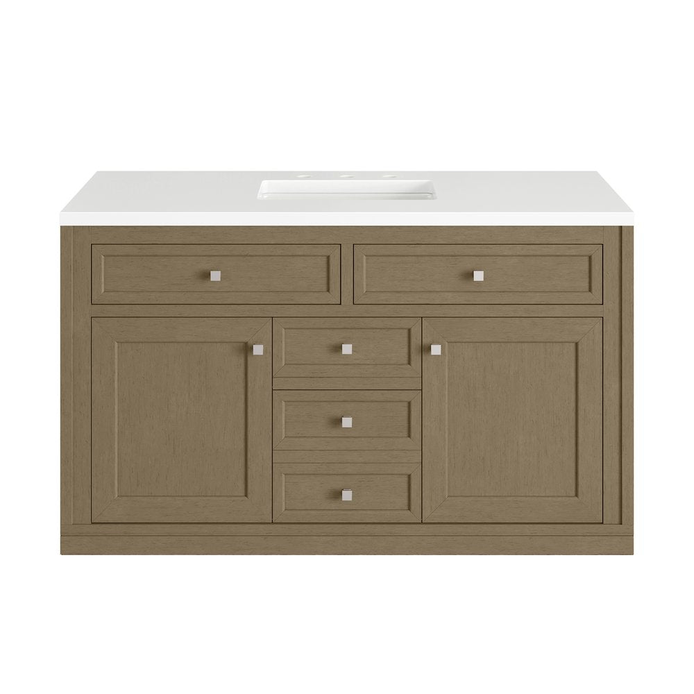 James Martin - Chicago 48" Single Vanity, Walnut Whisper, w/ 3 CM White Zeus Silestone® Top - 503-V48-WLW-3WZ view 4