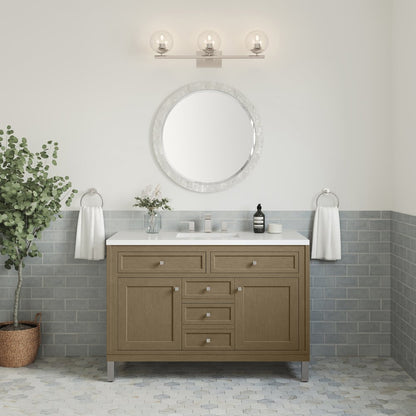 James Martin - Chicago 48" Single Vanity, Walnut Whisper, w/ 3 CM White Zeus Silestone® Top - 503-V48-WLW-3WZ view 7