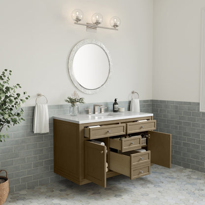 James Martin - Chicago 48" Single Vanity, Walnut Whisper, w/ 3 CM White Zeus Silestone® Top - 503-V48-WLW-3WZ view 12