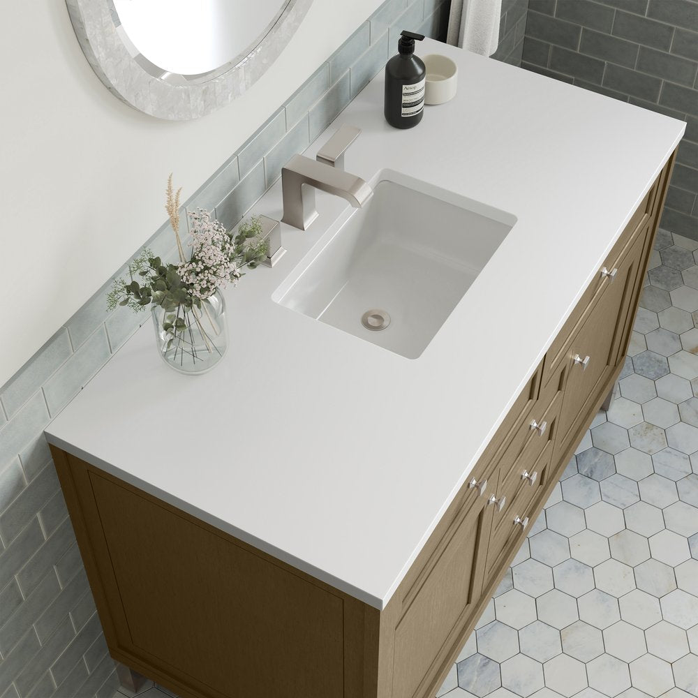 James Martin - Chicago 48" Single Vanity, Walnut Whisper, w/ 3 CM White Zeus Silestone® Top - 503-V48-WLW-3WZ view 14