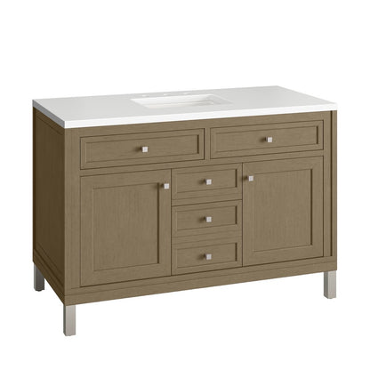 James Martin - Chicago 48" Single Vanity, Walnut Whisper, w/ 3 CM White Zeus Silestone® Top - 503-V48-WLW-3WZ view 20