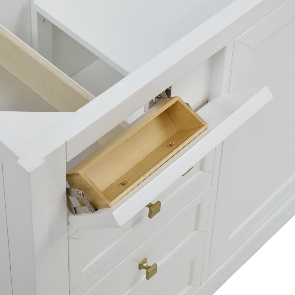 James Martin - Chicago 60" Double Vanity, Glossy White, w/ 3 CM Carrara Marble Top - 503-V60D-GW-3CAR view 20