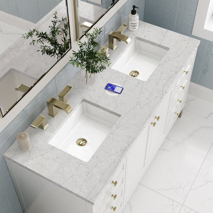 James Martin - Chicago 60" Double Vanity, Glossy White, w/ 3 CM Eternal Jasmine Pearl Silestone® Top w/FreePower Wireless Charger - 503-V60D-GW-FEJP view 9