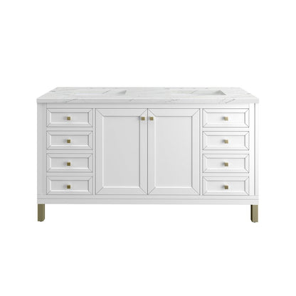 James Martin - Chicago 60" Double Vanity, Glossy White, w/ 3 CM Ethereal Noctis Silestone® Top - 503-V60D-GW-3ENC view 1