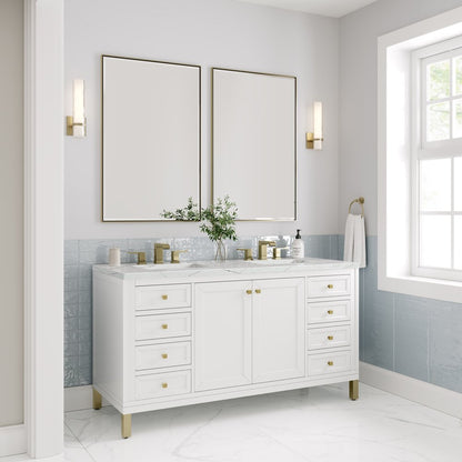 James Martin - Chicago 60" Double Vanity, Glossy White, w/ 3 CM Ethereal Noctis Silestone® Top - 503-V60D-GW-3ENC view 5