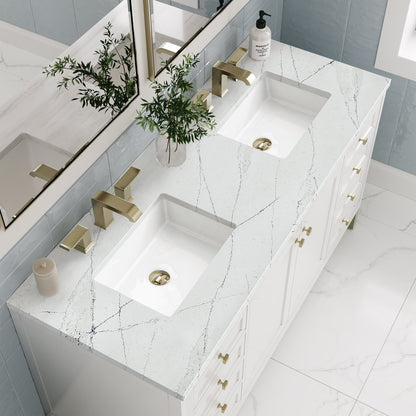James Martin - Chicago 60" Double Vanity, Glossy White, w/ 3 CM Ethereal Noctis Silestone® Top - 503-V60D-GW-3ENC view 8