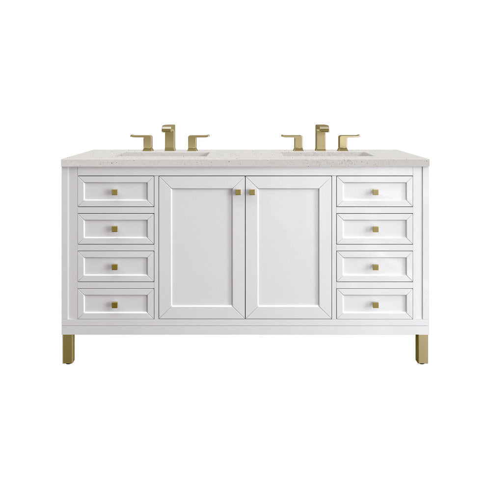 James Martin - Chicago 60" Double Vanity, Glossy White, w/ 3 CM Lime Delight Silestone® Top - 503-V60D-GW-3LDL view 1