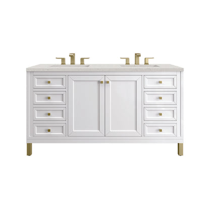 James Martin - Chicago 60" Double Vanity, Glossy White, w/ 3 CM Lime Delight Silestone® Top - 503-V60D-GW-3LDL view 1