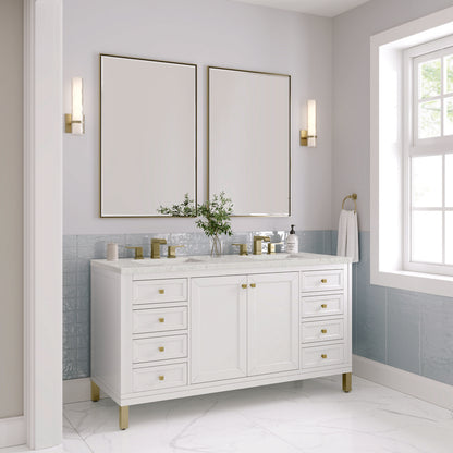 James Martin - Chicago 60" Double Vanity, Glossy White, w/ 3 CM Lime Delight Silestone® Top - 503-V60D-GW-3LDL view 5