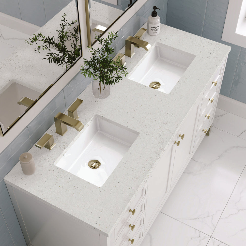 James Martin - Chicago 60" Double Vanity, Glossy White, w/ 3 CM Lime Delight Silestone® Top - 503-V60D-GW-3LDL view 8
