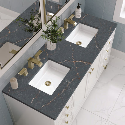 James Martin - Chicago 60" Double Vanity, Glossy White, w/ 3 CM Parisien Bleu Silestone® Top - 503-V60D-GW-3PBL view 7
