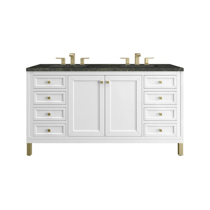James Martin - Chicago 60" Double Vanity, Glossy White, w/ 3 CM Phantome Eclos Top - 503-V60D-GW-3PHT view 1