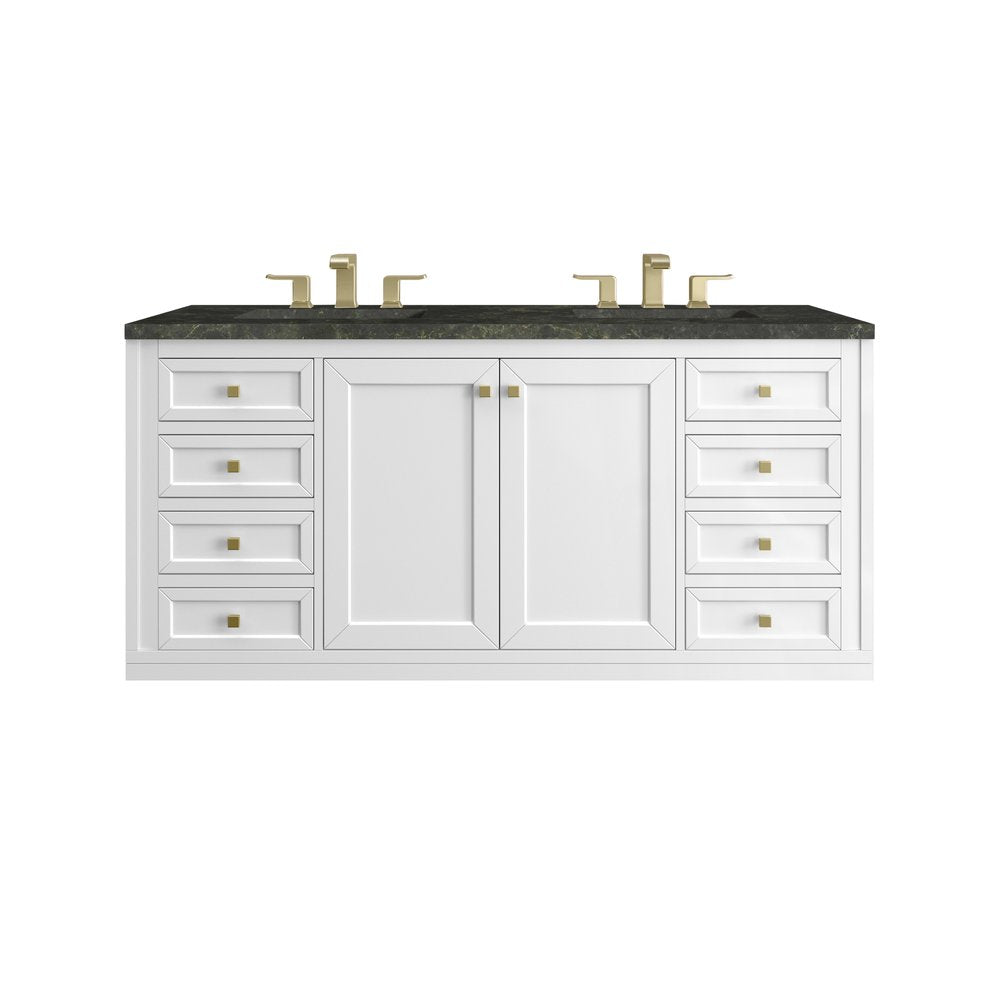 James Martin - Chicago 60" Double Vanity, Glossy White, w/ 3 CM Phantome Eclos Top - 503-V60D-GW-3PHT view 2