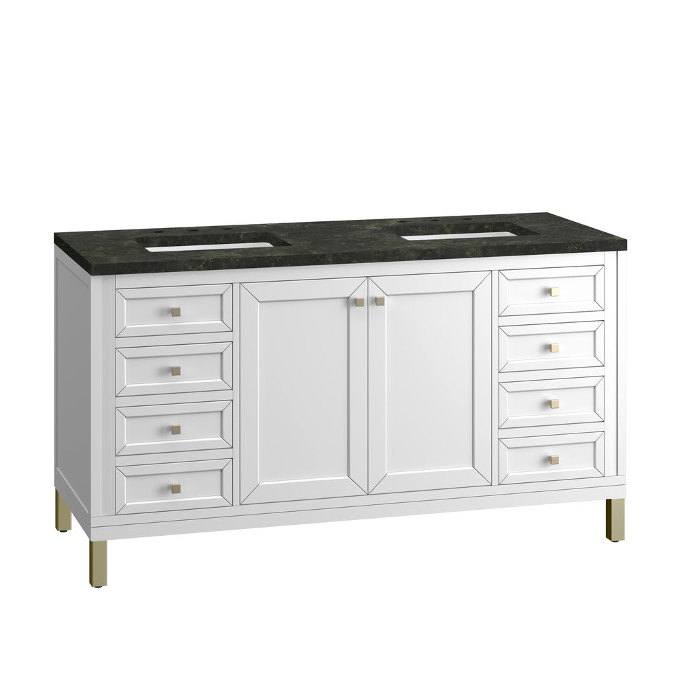James Martin - Chicago 60" Double Vanity, Glossy White, w/ 3 CM Phantome Eclos Top - 503-V60D-GW-3PHT view 16