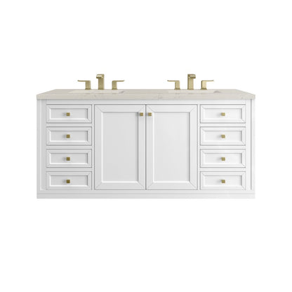 James Martin - Chicago 60" Double Vanity, Glossy White, w/ 3 CM Siberian Silestone Top - 503-V60D-GW-3SFR view 2