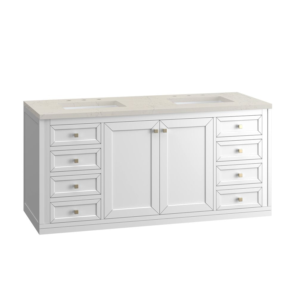 James Martin - Chicago 60" Double Vanity, Glossy White, w/ 3 CM Siberian Silestone Top - 503-V60D-GW-3SFR view 15