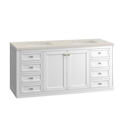 James Martin - Chicago 60" Double Vanity, Glossy White, w/ 3 CM Siberian Silestone Top - 503-V60D-GW-3SFR view 15