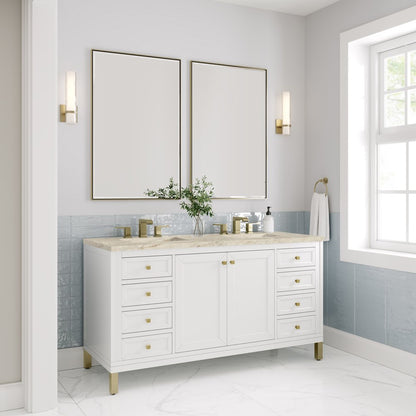 James Martin - Chicago 60" Double Vanity, Glossy White, w/ 3 CM Tajnar Eclos Top - 503-V60D-GW-3TJR view 7