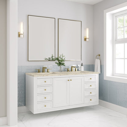 James Martin - Chicago 60" Double Vanity, Glossy White, w/ 3 CM Tajnar Eclos Top - 503-V60D-GW-3TJR view 8