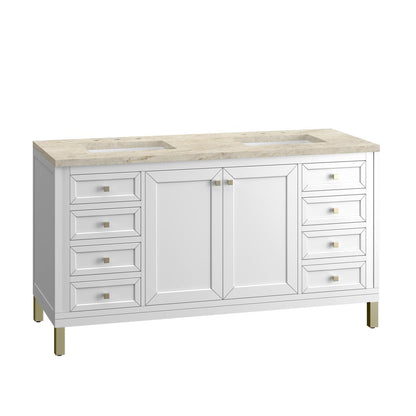 James Martin - Chicago 60" Double Vanity, Glossy White, w/ 3 CM Tajnar Eclos Top - 503-V60D-GW-3TJR view 14