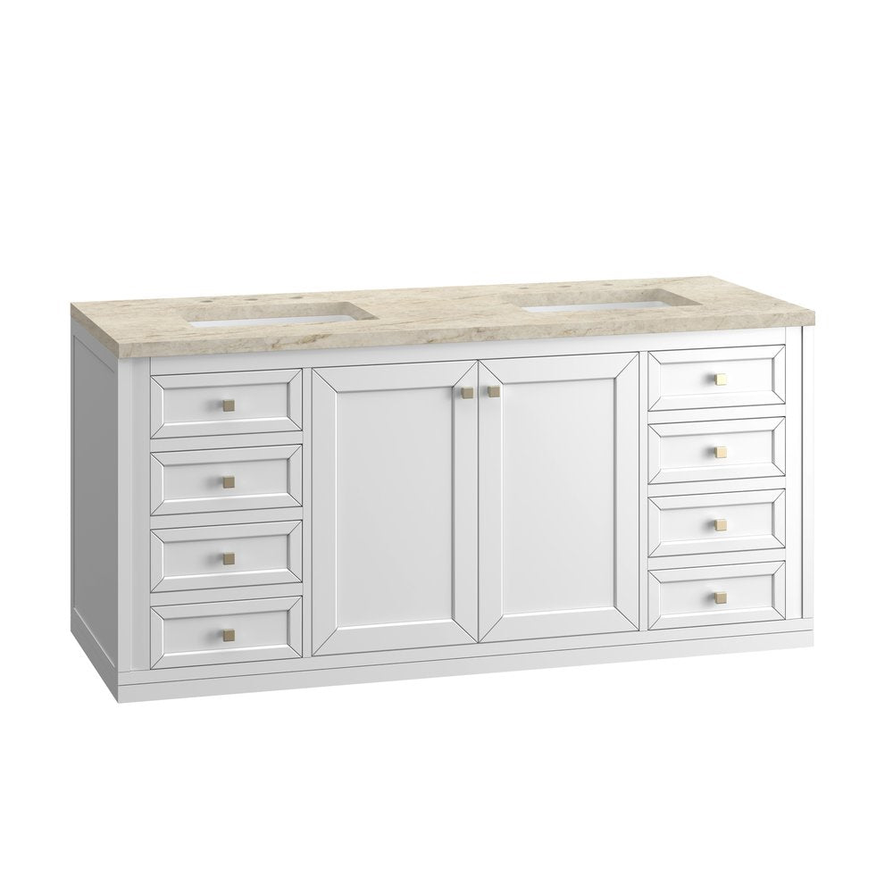 James Martin - Chicago 60" Double Vanity, Glossy White, w/ 3 CM Tajnar Eclos Top - 503-V60D-GW-3TJR view 15