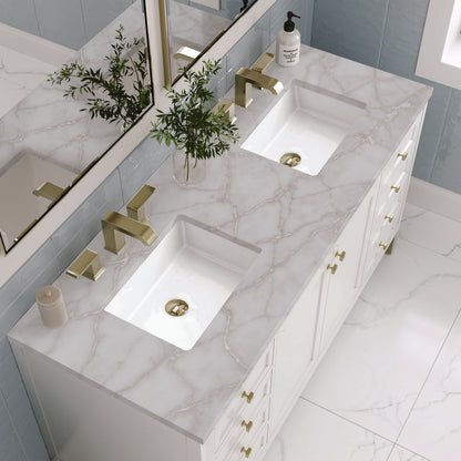 James Martin - Chicago 60" Double Vanity, Glossy White, w/ 3 CM Victorian Silver Silestone® Top - 503-V60D-GW-3VSL view 8