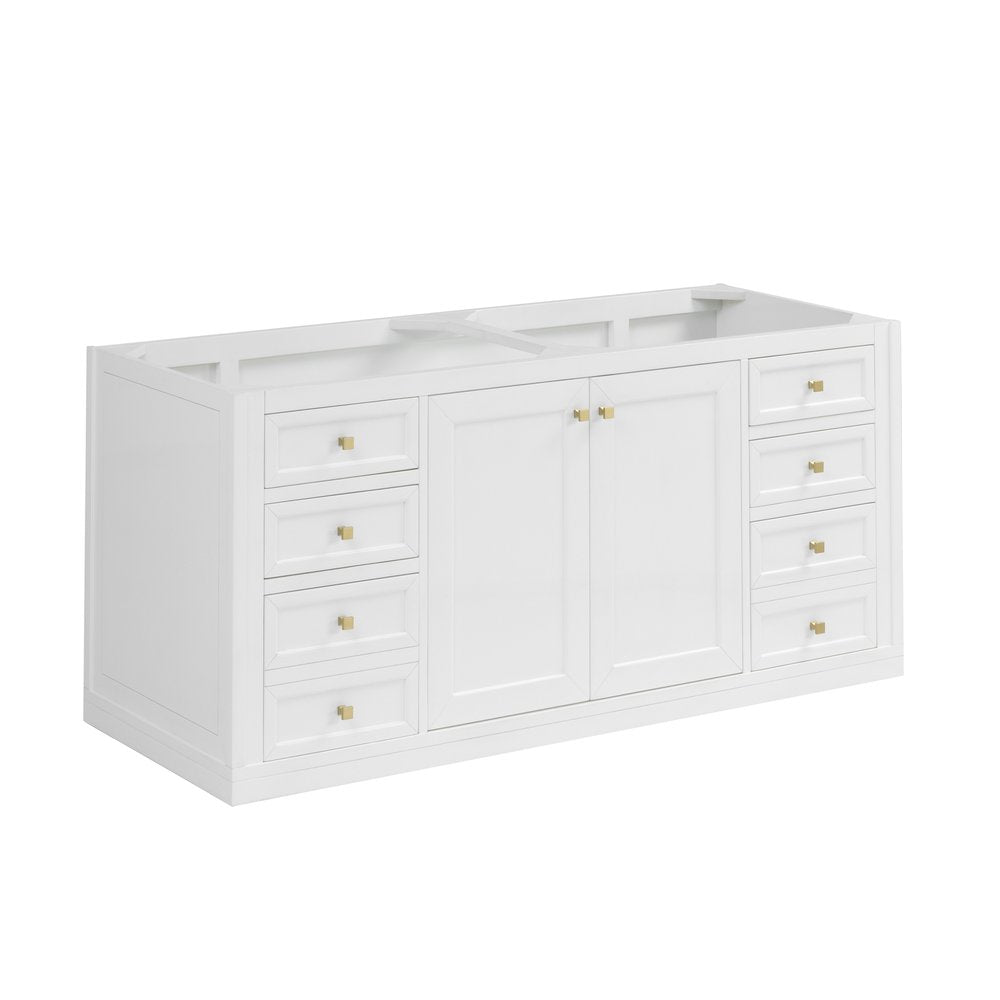 James Martin - Chicago 60" Double Vanity, Glossy White, w/ 3 CM Victorian Silver Silestone® Top w/FreePower Wireless Charger - 503-V60D-GW-FVSL view 4