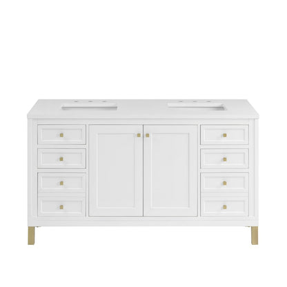 James Martin - Chicago 60" Double Vanity, Glossy White, w/ 3 CM White Zeus Silestone® Top - 503-V60D-GW-3WZ view 2
