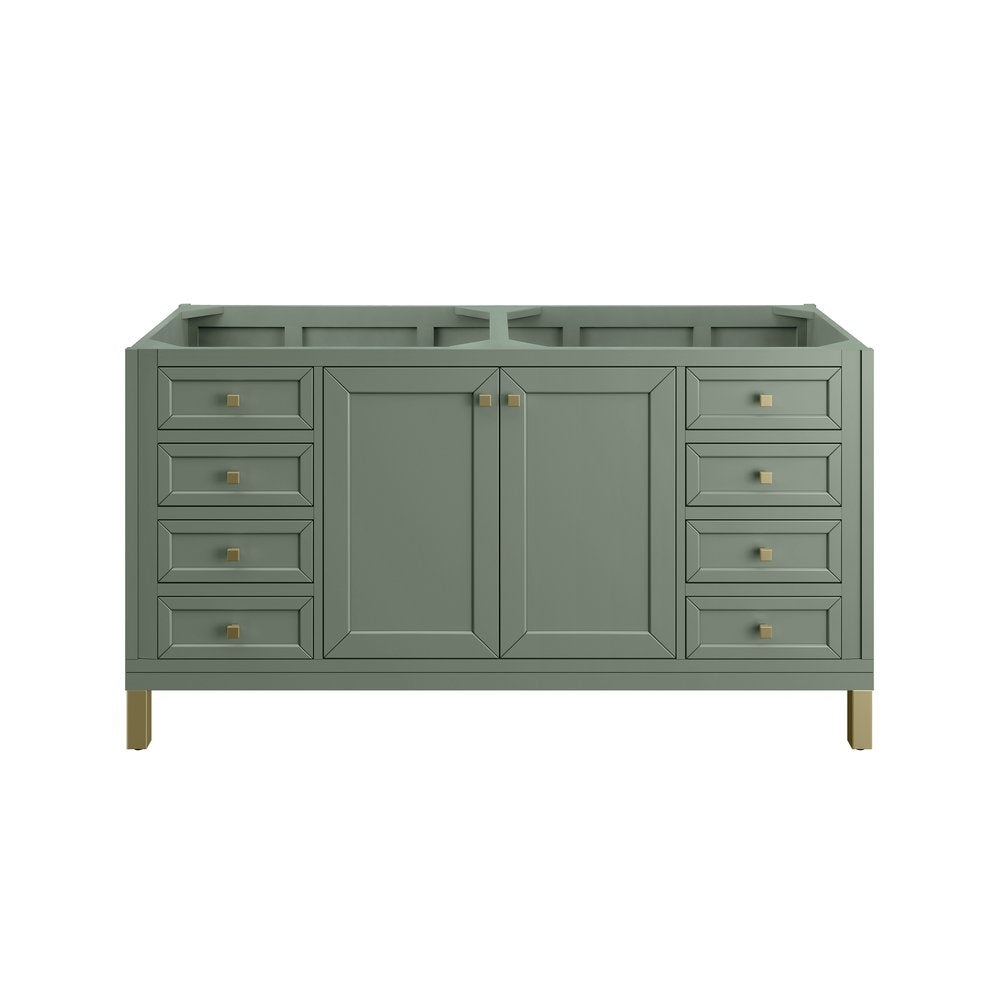 James Martin - Chicago 60" Double Vanity, Smokey Celadon, w/ 3 CM Carrara Marble Top - 503-V60D-SC-3CAR view 8