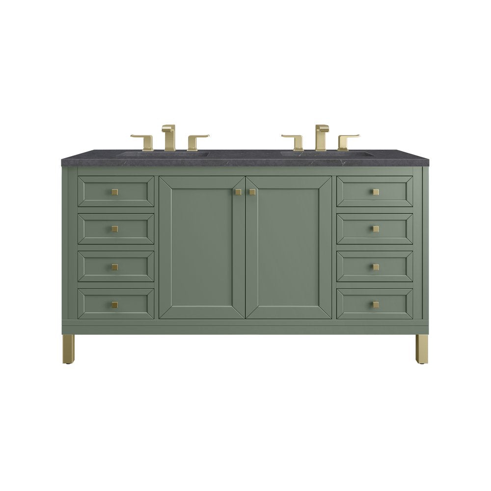 James Martin - Chicago 60" Double Vanity, Smokey Celadon, w/ 3 CM Charcoal Soapstone Silestone® Top - 503-V60D-SC-3CSP view 1