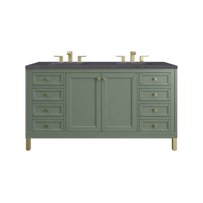 James Martin - Chicago 60" Double Vanity, Smokey Celadon, w/ 3 CM Charcoal Soapstone Silestone® Top - 503-V60D-SC-3CSP view 1