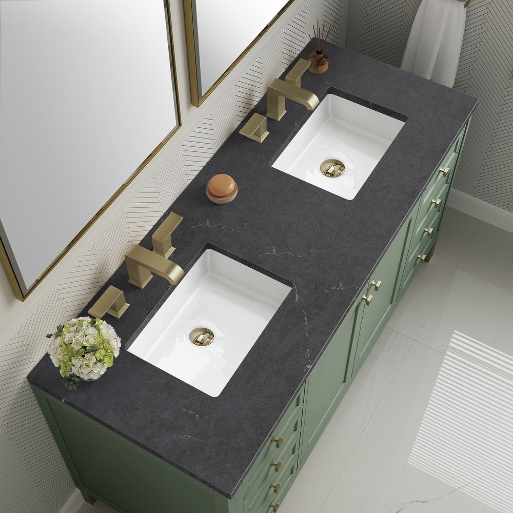 James Martin - Chicago 60" Double Vanity, Smokey Celadon, w/ 3 CM Charcoal Soapstone Silestone® Top - 503-V60D-SC-3CSP view 9