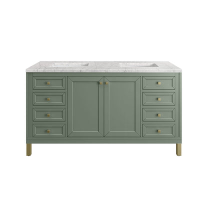 James Martin - Chicago 60" Double Vanity, Smokey Celadon, w/ 3 CM Eternal Jasmine Pearl Silestone® Top - 503-V60D-SC-3EJP view 2