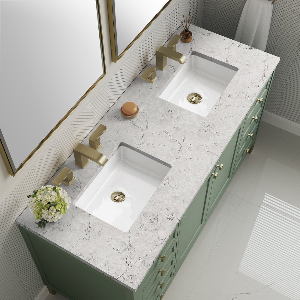 James Martin - Chicago 60" Double Vanity, Smokey Celadon, w/ 3 CM Eternal Jasmine Pearl Silestone® Top - 503-V60D-SC-3EJP view 9