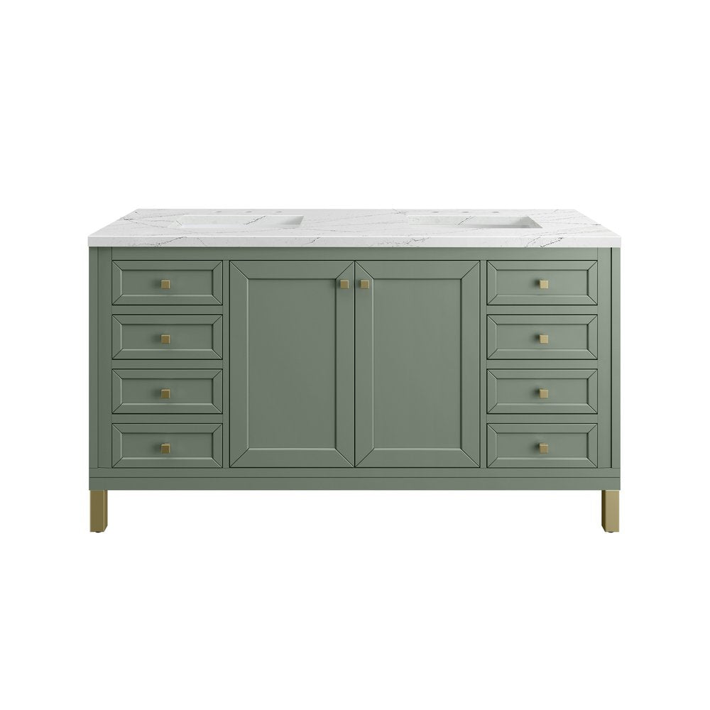 James Martin - Chicago 60" Double Vanity, Smokey Celadon, w/ 3 CM Ethereal Noctis Silestone® Top - 503-V60D-SC-3ENC view 1