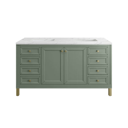 James Martin - Chicago 60" Double Vanity, Smokey Celadon, w/ 3 CM Ethereal Noctis Silestone® Top - 503-V60D-SC-3ENC view 1